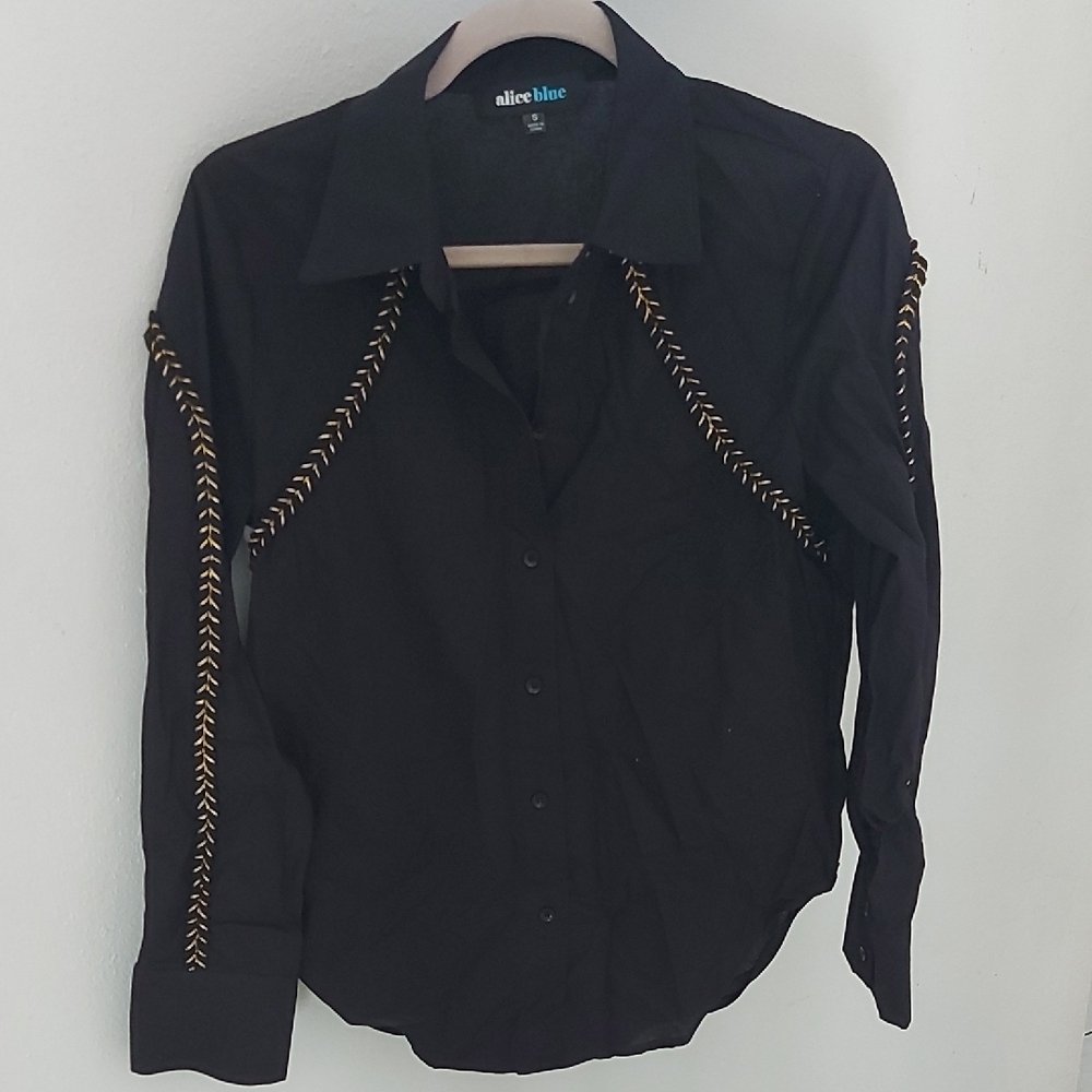 Alice Blue Black Shirt with Gold Accents